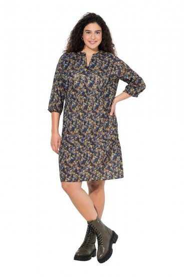 Ulla Popken 842936 Sukienka w paski z rękawem 3/4 Granatowa - Sukienki wieczorowe - Wieczorowe sukienki plus size