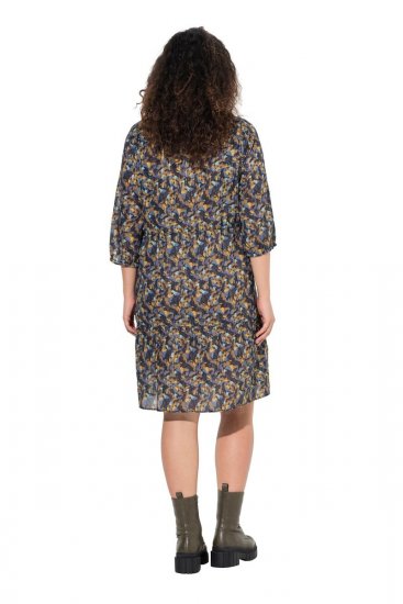 Ulla Popken 842936 Sukienka w paski z rękawem 3/4 Granatowa - Sukienki wieczorowe - Wieczorowe sukienki plus size