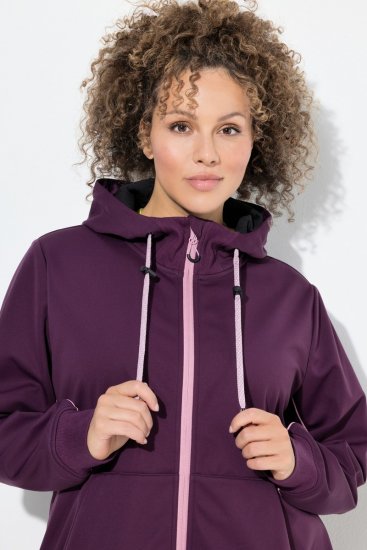 Ulla Popken 843186 Wodoodpychająca kurtka softshell z odblaskami Bordowa - Kurtki - Kurtki dla kobiet w dużych rozmiarach