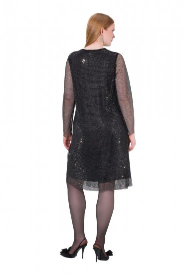 Ulla Popken 843232 Sukienka z cekinami Szara - Sukienki wieczorowe - Wieczorowe sukienki plus size