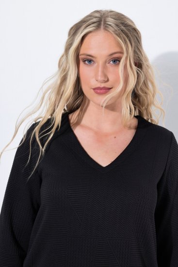 Ulla Popken 843326 Sukienka dresowa z rękawem 3/4 Czarna - Sukienki dresowe - 