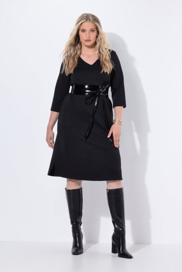 Ulla Popken 843326 Sukienka dresowa z rękawem 3/4 Czarna - Sukienki dresowe - 