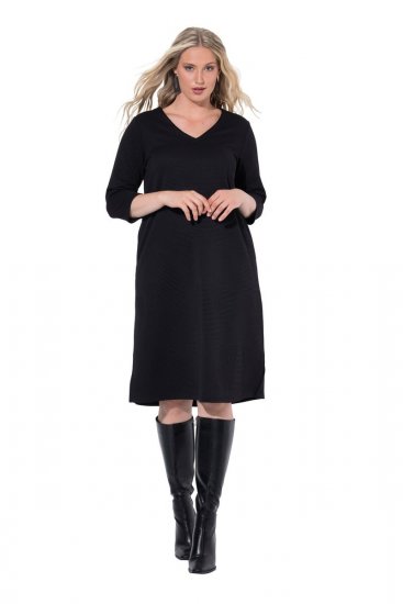 Ulla Popken 843326 Sukienka dresowa z rękawem 3/4 Czarna - Sukienki dresowe - 