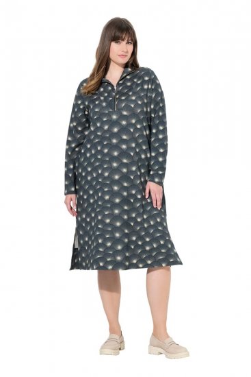 Ulla Popken 843506 Wzorzysta sukienka dresowa Czarna - Sukienki dresowe - 