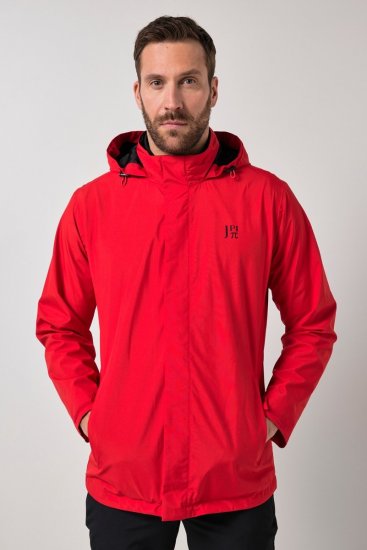 Jay-Pi 844210 Kurtka przeciwdeszczowa ze składanym kapturem Czerwony salsa - Kurtki Męskie Duże Rozmiary - Kurtki Duże rozmiary 2XL-8XL