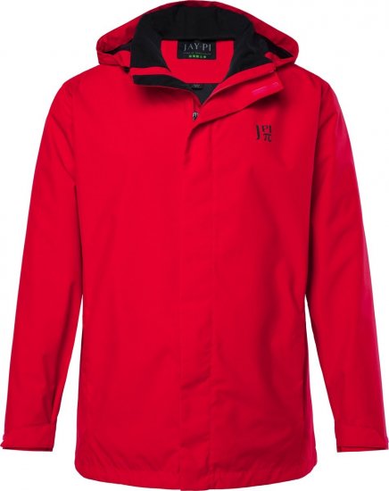Jay-Pi 844210 Kurtka przeciwdeszczowa ze składanym kapturem Czerwony salsa - Kurtki Męskie Duże Rozmiary - Kurtki Duże rozmiary 2XL-8XL