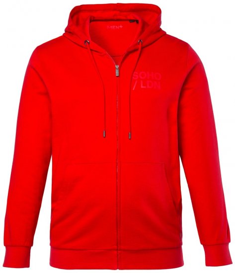 Men+ 305 Bluza z kapturem na zamek Soho LDN Czerwona chili - Bluzy & bluzy z kapturem - Bluzy & Bluzy z kapturem 2XL-12XL