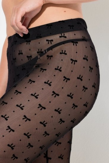 Ulla Popken 844970 Wzorzyste legginsy rajstopowe Czarna - Rajstopy & skarpetki - 