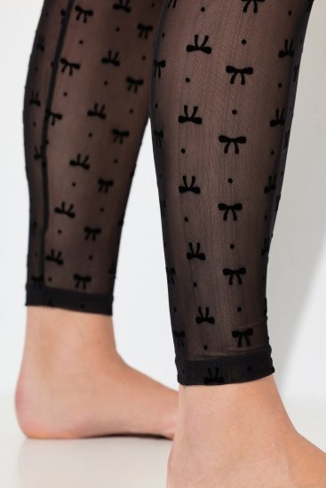 Ulla Popken 844970 Wzorzyste legginsy rajstopowe Czarna - Rajstopy & skarpetki - 