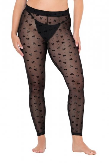 Ulla Popken 844970 Wzorzyste legginsy rajstopowe Czarna - Rajstopy & skarpetki - 