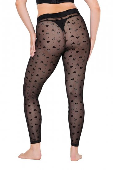 Ulla Popken 844970 Wzorzyste legginsy rajstopowe Czarna - Rajstopy & skarpetki - 