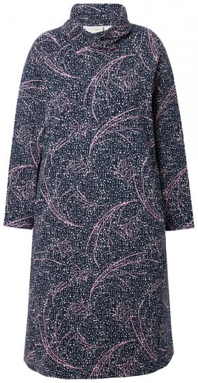 Ulla Popken 844993 Wzorzysta sukienka dresowa Granatowa - Sukienki dresowe - 