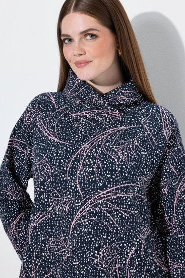 Ulla Popken 844993 Wzorzysta sukienka dresowa Granatowa - Sukienki dresowe - 