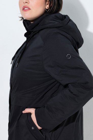 Ulla Popken 845111 Parka Czarna - Płaszcze - Płaszcze damskie w dużych rozmiarach