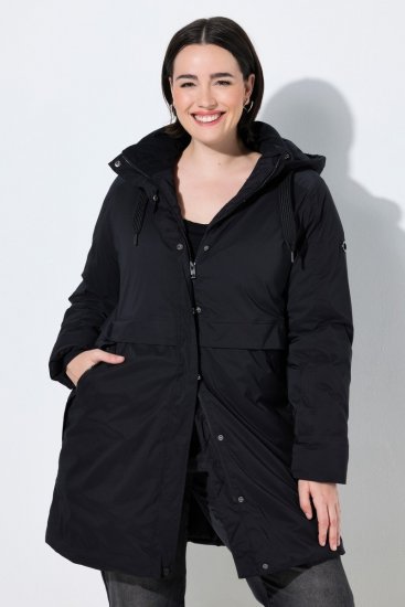 Ulla Popken 845111 Parka Czarna - Płaszcze - Płaszcze damskie w dużych rozmiarach