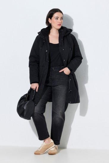 Ulla Popken 845111 Parka Czarna - Płaszcze - Płaszcze damskie w dużych rozmiarach