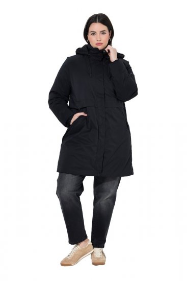 Ulla Popken 845111 Parka Czarna - Płaszcze - Płaszcze damskie w dużych rozmiarach