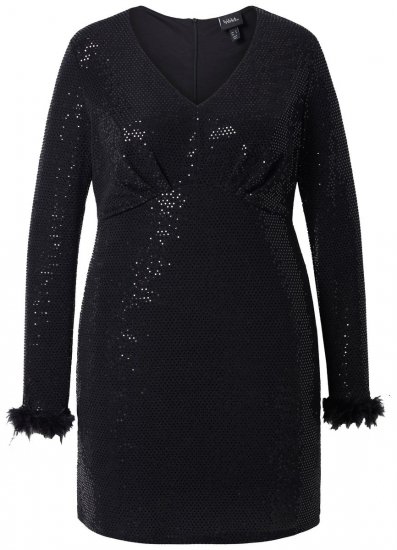 Ulla Popken 845145 Sukienka z cekinami Czarna - Sukienki wieczorowe - Wieczorowe sukienki plus size