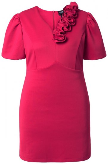 Ulla Popken 845148 Dopasowana sukienka w kwiaty Magenta - Sukienki - Sukienki w każdym rozmiarze