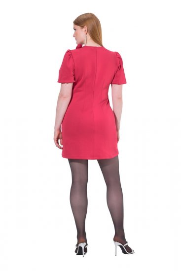 Ulla Popken 845148 Dopasowana sukienka w kwiaty Magenta - Sukienki - Sukienki w każdym rozmiarze