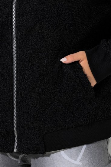Ulla Popken 845262 Kurtka teddy Czarna - Kurtki - Kurtki dla kobiet w dużych rozmiarach