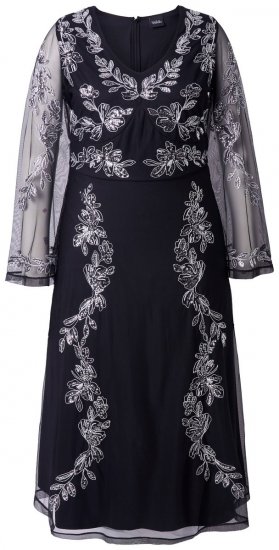 Ulla Popken 845366 Suknia wieczorowa z dekoltem w szpic Czarna - Sukienki wieczorowe - Wieczorowe sukienki plus size