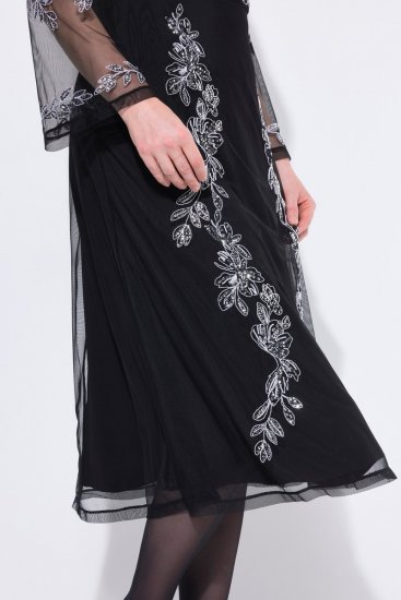 Ulla Popken 845366 Suknia wieczorowa z dekoltem w szpic Czarna - Sukienki wieczorowe - Wieczorowe sukienki plus size