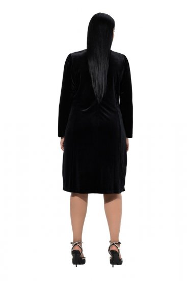 Ulla Popken 845573 Aksamitna sukienka z długim rękawem Czarna - Sukienki wieczorowe - Wieczorowe sukienki plus size