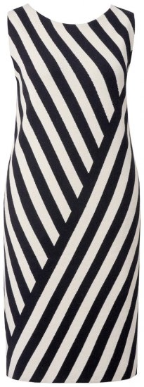Ulla Popken 845784 Dzianinowa sukienka w paski Czarna - Sukienki letnie - Letnie sukienki plus size