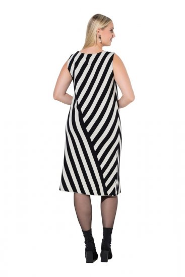 Ulla Popken 845784 Dzianinowa sukienka w paski Czarna - Sukienki letnie - Letnie sukienki plus size