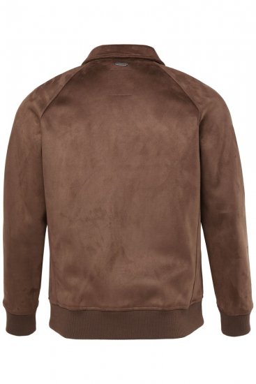 JP1880 846200 Kurtka bomber z imitacji zamszu Ciemnobrązowa - Kurtki Męskie Duże Rozmiary - Kurtki Duże rozmiary 2XL-8XL