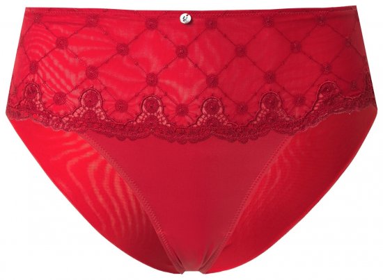Ulla Popken 846235 Majtki hipster z koronką Czerwona - Majtki - 