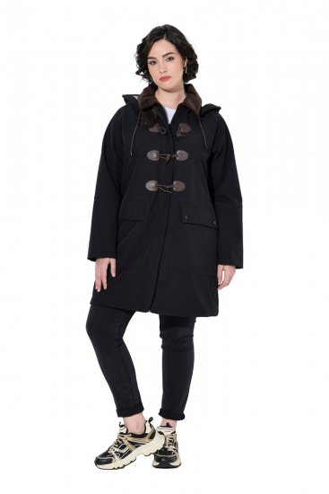 Ulla Popken 846278 Płaszcz softshell Czarna - Płaszcze - Płaszcze damskie w dużych rozmiarach