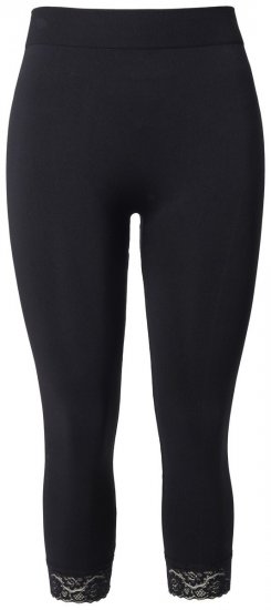 Ulla Popken 846491 Legginsy rajstopowe 3/4 z koronką Czarna - Rajstopy & skarpetki - 
