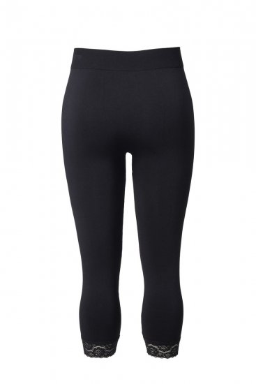 Ulla Popken 846491 Legginsy rajstopowe 3/4 z koronką Czarna - Rajstopy & skarpetki - 
