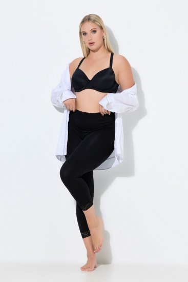 Ulla Popken 846491 Legginsy rajstopowe 3/4 z koronką Czarna - Rajstopy & skarpetki - 