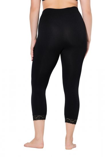 Ulla Popken 846491 Legginsy rajstopowe 3/4 z koronką Czarna - Rajstopy & skarpetki - 