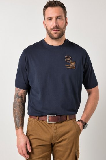 JP1880 846657 Koszulka bellyfit z naszywkami Granatowa TALL - TALL koszulki - Koszulki dla wysokich mężczyzn