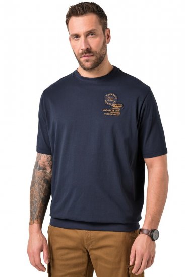 JP1880 846657 Koszulka bellyfit z naszywkami Granatowa TALL - TALL koszulki - Koszulki dla wysokich mężczyzn
