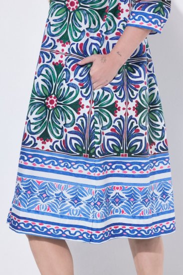 Ulla Popken 846952 Sukienka koszulowa w kwiaty Biały - Sukienki midi - Sukienki midi w dużych rozmiarach