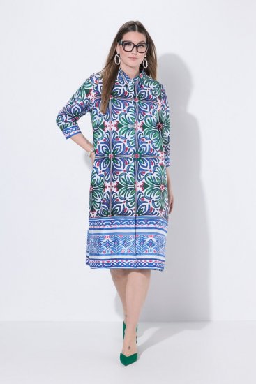 Ulla Popken 846952 Sukienka koszulowa w kwiaty Biały - Sukienki midi - Sukienki midi w dużych rozmiarach