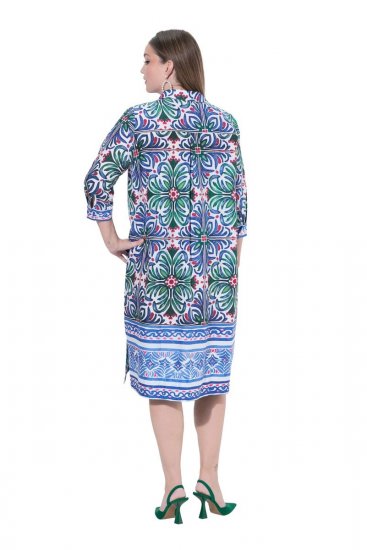 Ulla Popken 846952 Sukienka koszulowa w kwiaty Biały - Sukienki midi - Sukienki midi w dużych rozmiarach