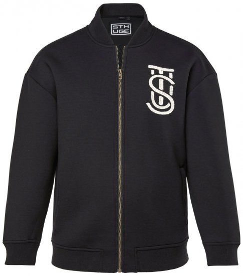 STHUGE 847083 Kurtka varsity z tkaniny scuba Czarna - Kurtki Męskie Duże Rozmiary - Kurtki Duże rozmiary 2XL-8XL