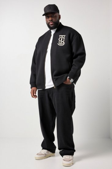 STHUGE 847083 Kurtka varsity z tkaniny scuba Czarna - Kurtki Męskie Duże Rozmiary - Kurtki Duże rozmiary 2XL-8XL
