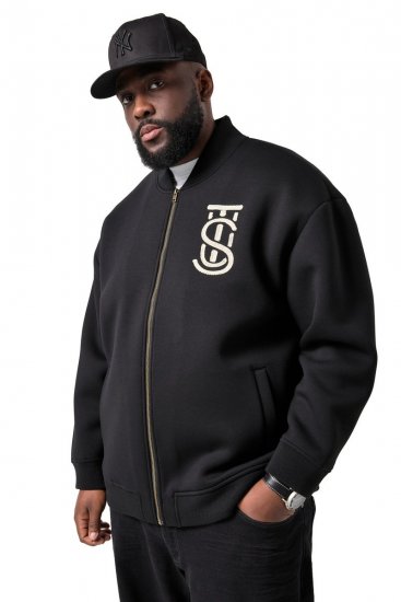 STHUGE 847083 Kurtka varsity z tkaniny scuba Czarna - Kurtki Męskie Duże Rozmiary - Kurtki Duże rozmiary 2XL-8XL