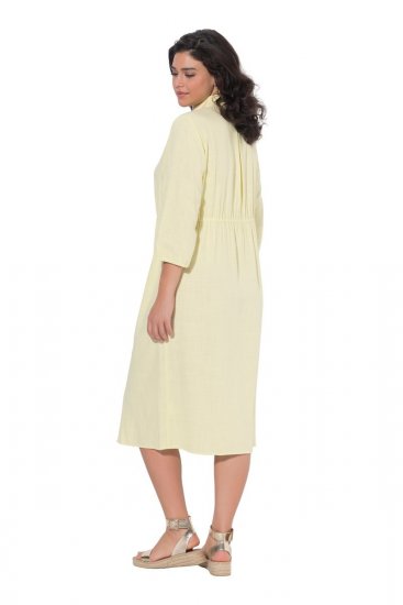 Ulla Popken 847224 Sukienka z domieszką lnu Żółta - Sukienki letnie - Letnie sukienki plus size