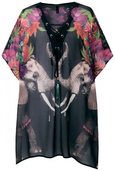 Ulla Popken 847698 Wzorzysta sukienka Czarna - Sukienki wieczorowe - Wieczorowe sukienki plus size