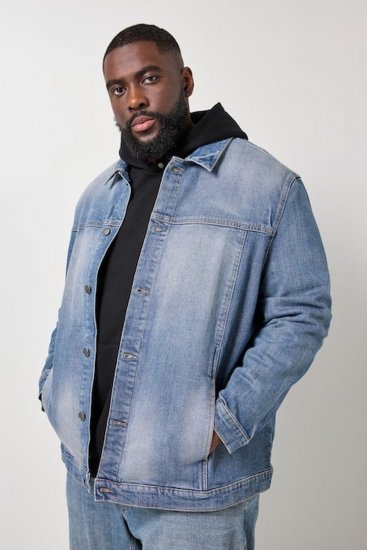 STHUGE 847739 Kurtka jeansowa w stylu vintage Jasnoniebieski - Kurtki Męskie Duże Rozmiary - Kurtki Duże rozmiary 2XL-8XL