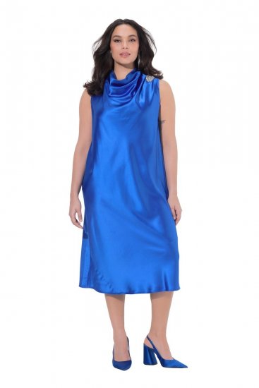 Ulla Popken 847862 Satynowa sukienka Królewski błękit - Sukienki letnie - Letnie sukienki plus size