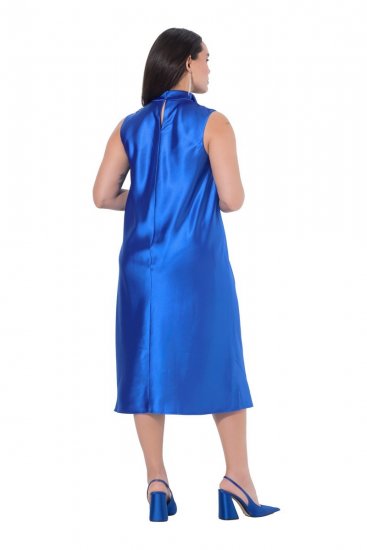 Ulla Popken 847862 Satynowa sukienka Królewski błękit - Sukienki letnie - Letnie sukienki plus size